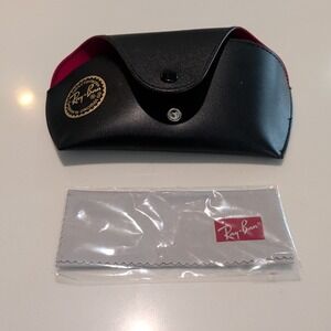 RayBan Black Snap Close Sunglasses Case with Cleaning Cloth ~ New